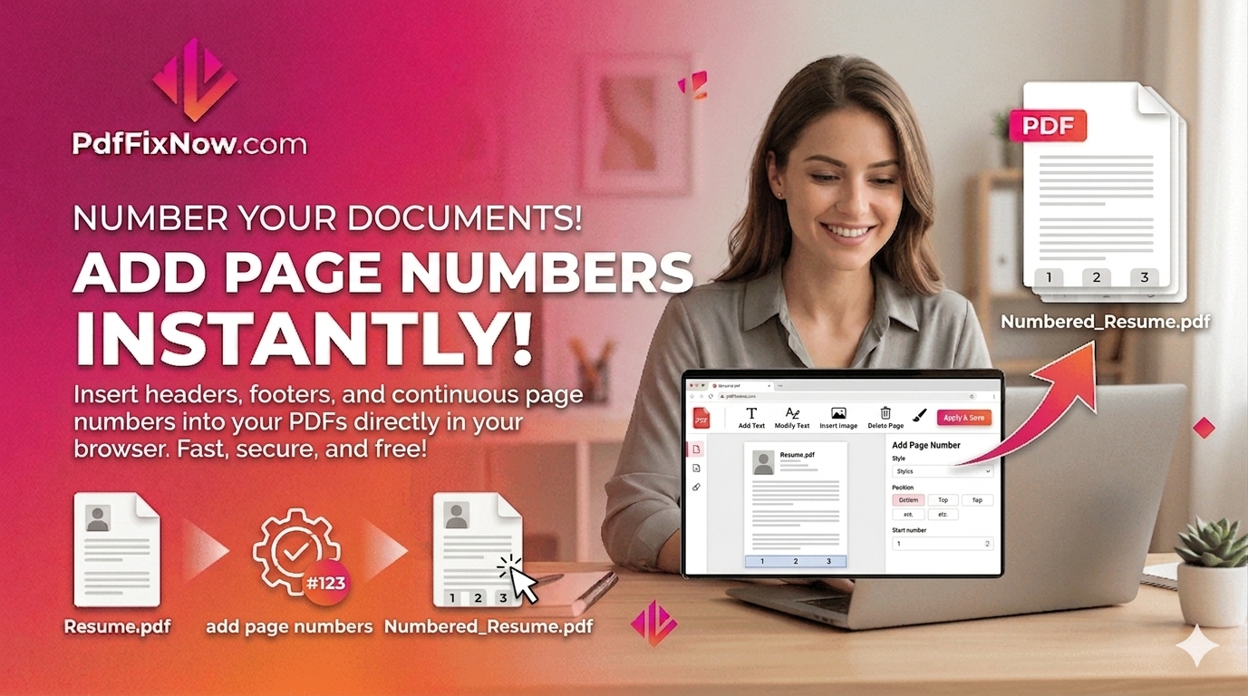How to Add Page Numbers to a PDF Online using PdfFixnow — Free & Easy (2026 Guide)